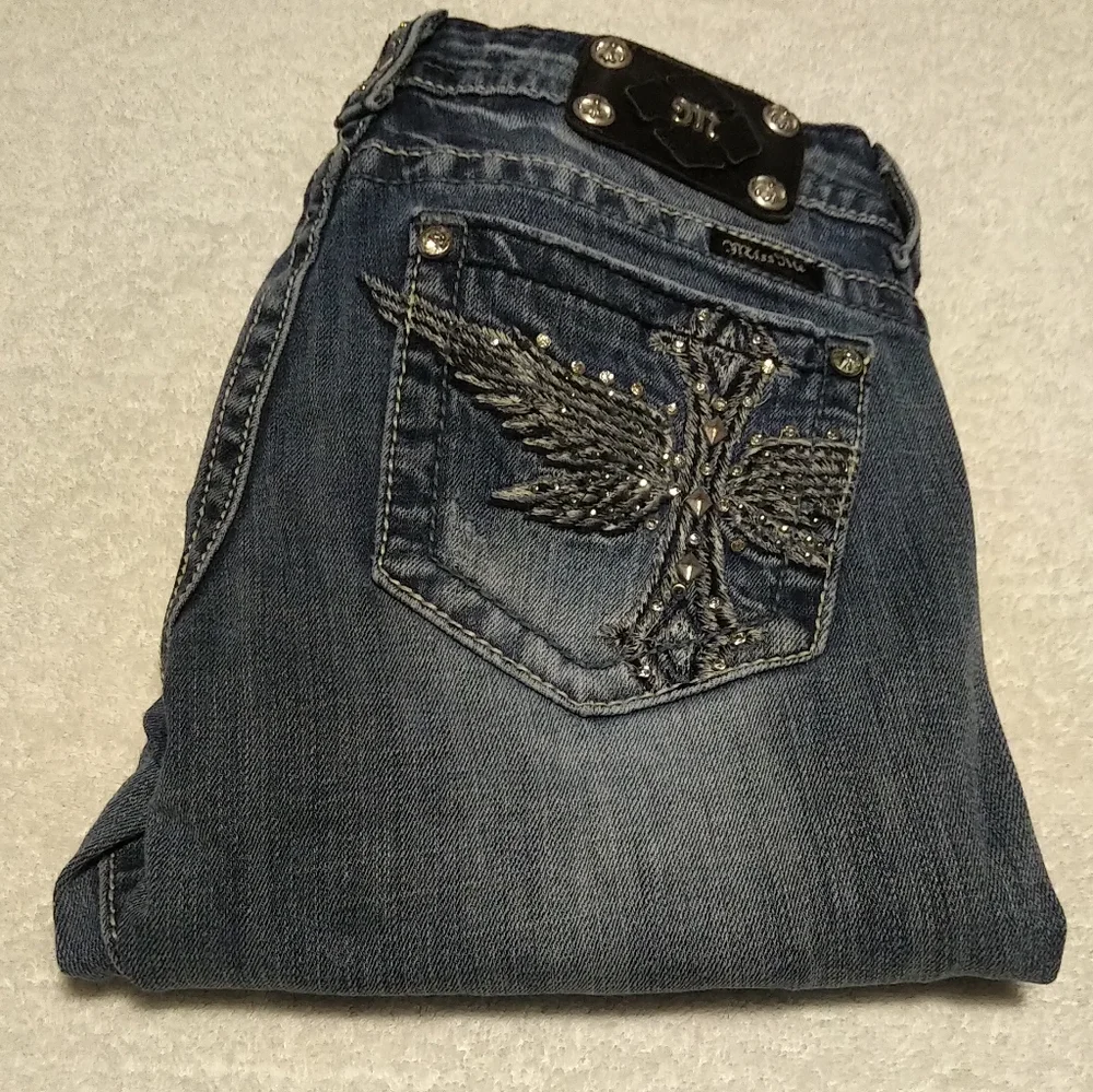Miss Me Skinny Rhinestome Jeans - Size 28